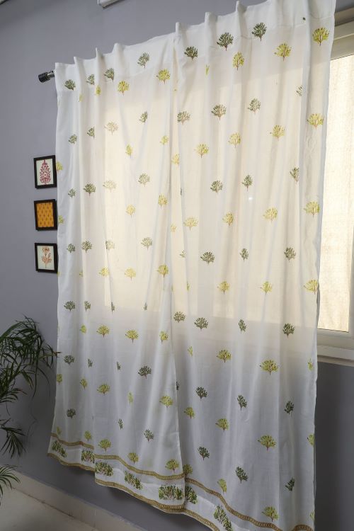 Sooti Syahi Envy Zinnia Hand Block Printed Door Curtain