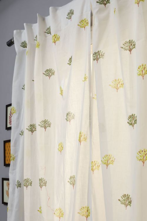 Sooti Syahi Envy Zinnia Hand Block Printed Door Curtain