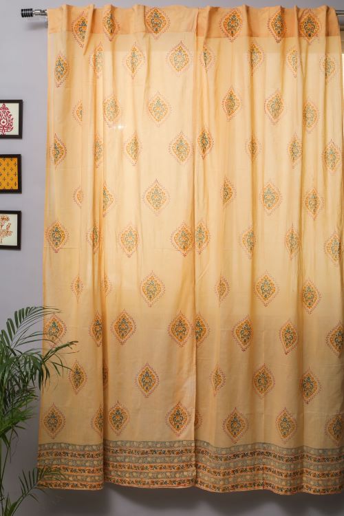 Sooti Syahi Baileya Red Hand Block Printed Door Curtain