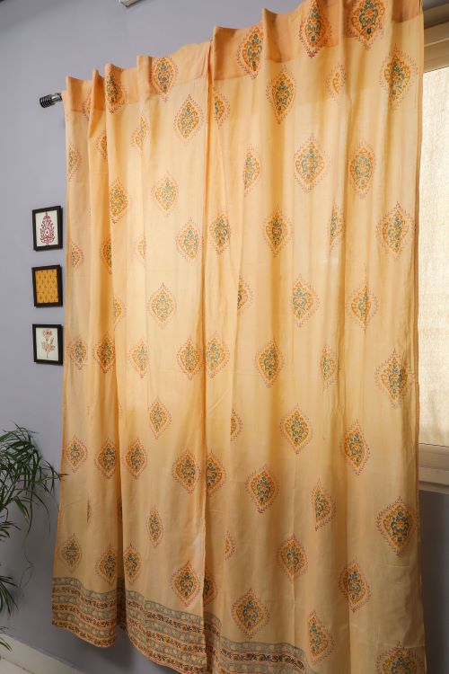 Sooti Syahi Baileya Red Hand Block Printed Door Curtain
