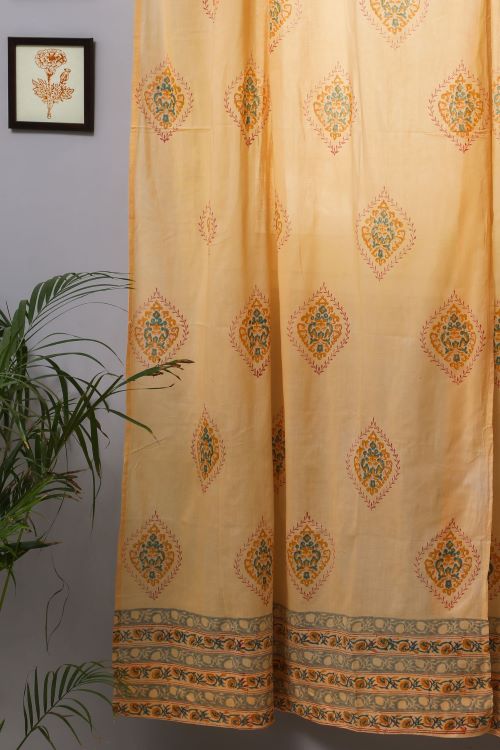 Sooti Syahi Baileya Red Hand Block Printed Door Curtain