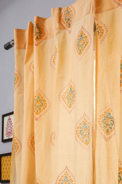 Sooti Syahi Baileya Red Hand Block Printed Door Curtain