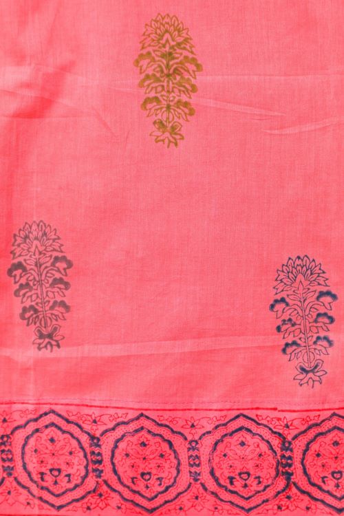Sooti Syahi Climbing Orange Hand Block Printed Door Curtain