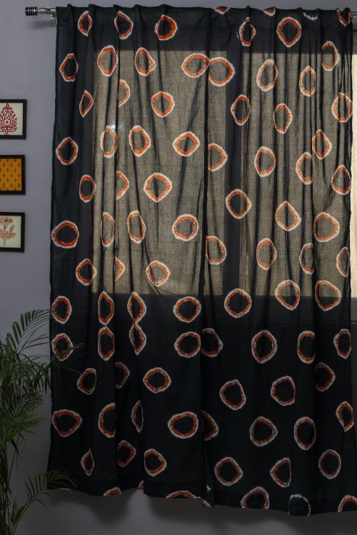 Sooti Syahi Blue Crown Hand Block Printed Door Curtain