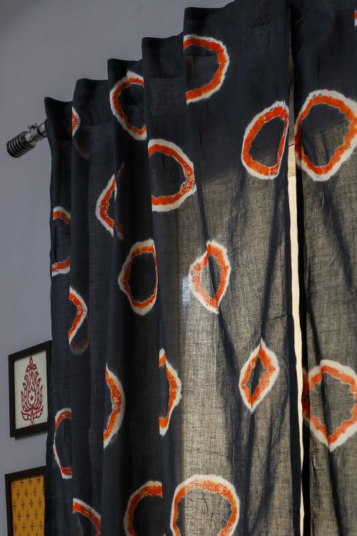 Sooti Syahi Blue Crown Hand Block Printed Door Curtain