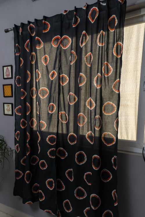 Sooti Syahi Blue Crown Hand Block Printed Door Curtain