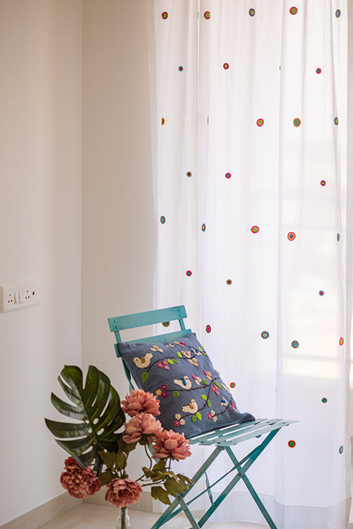 Samoolam Prakriti Door Curtain ~ Mandala White