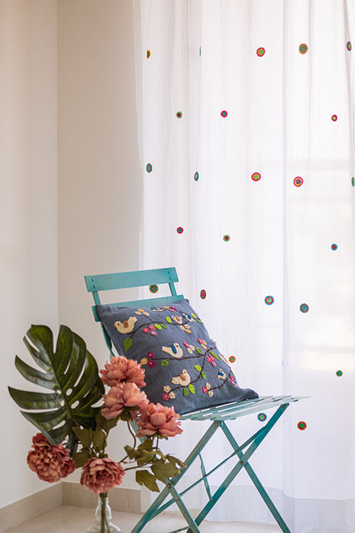 Samoolam Prakriti Door Curtain ~ Mandala White