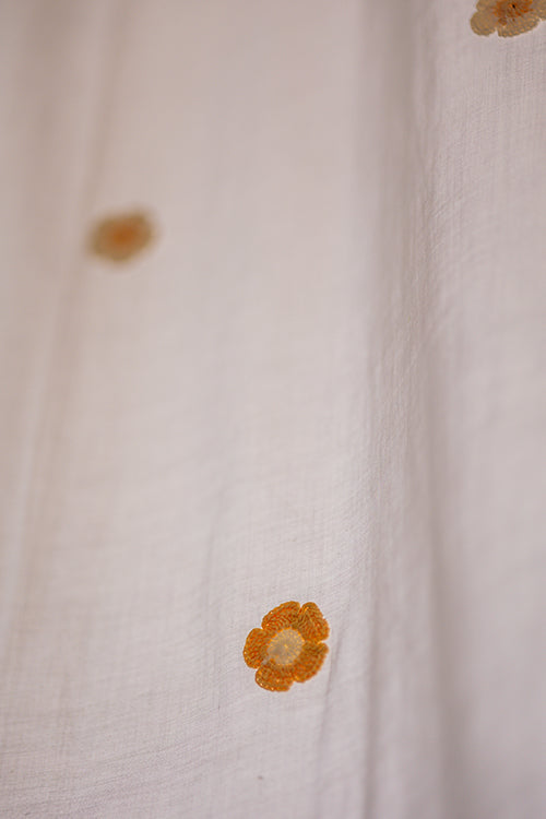 Samoolam Prakriti Door Curtain ~ Crochet Florals ~ Light Grey