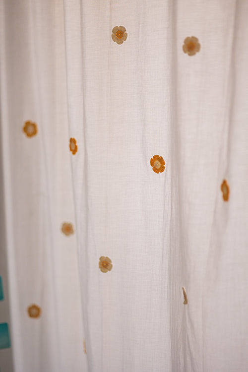 Samoolam Prakriti Door Curtain ~ Crochet Florals ~ Light Grey