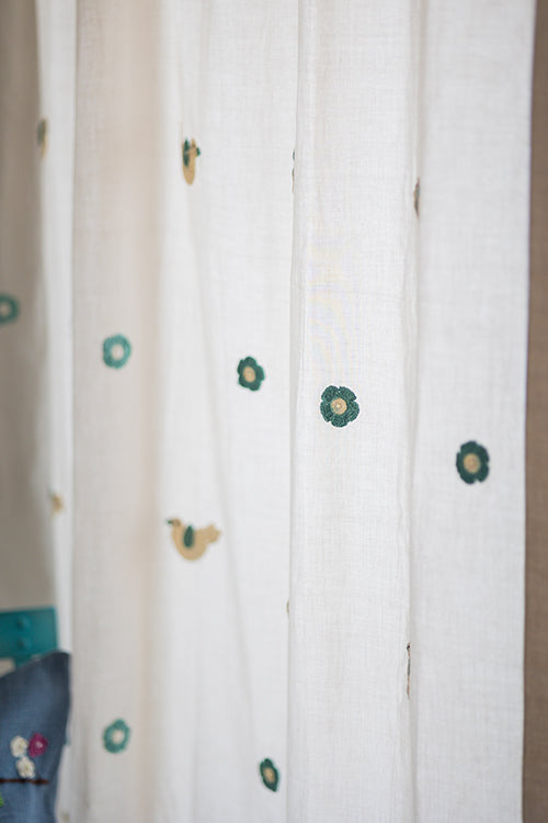 Samoolam Prakriti Door Curtain ~ Crochet  Birds ~ Light Beige