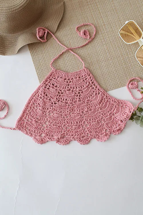 Ajoobaa Kid "Self Design" Halterneck Top - Light Pink