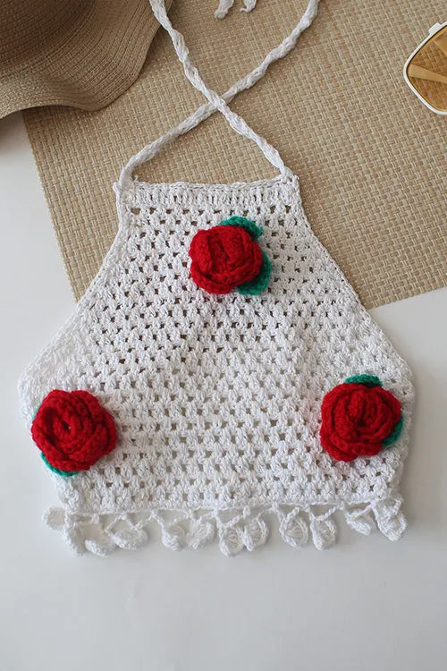 Ajoobaa Kid "Rose Applique" Detailed Top - White