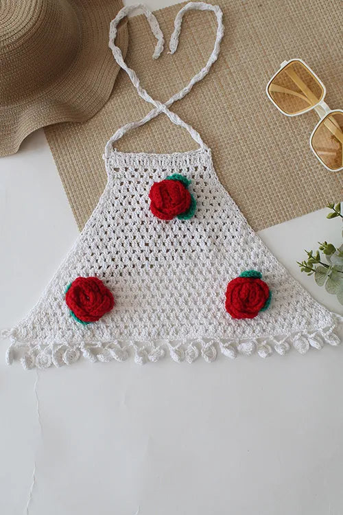 Ajoobaa Kid "Rose Applique" Detailed Top - White