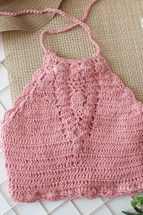 Ajoobaa Kid "Self Design" Halterneck Top - Pink