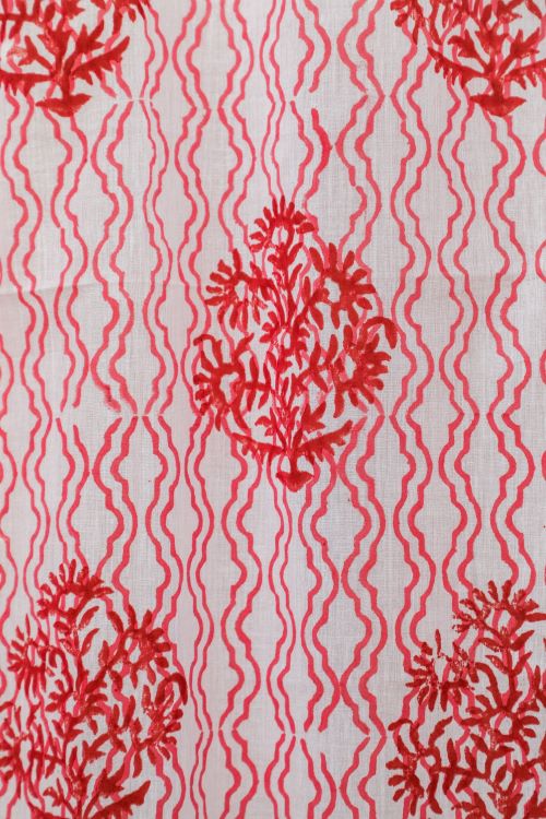 Sooti Syahi Dazzling Rose Hand Block Printed Window Curtain