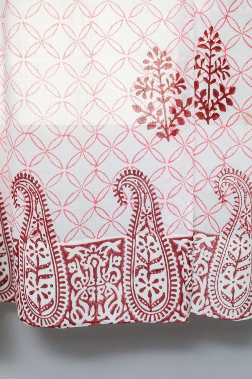 Bunz’S Red Bangles Hand Block Printed Window Curtain