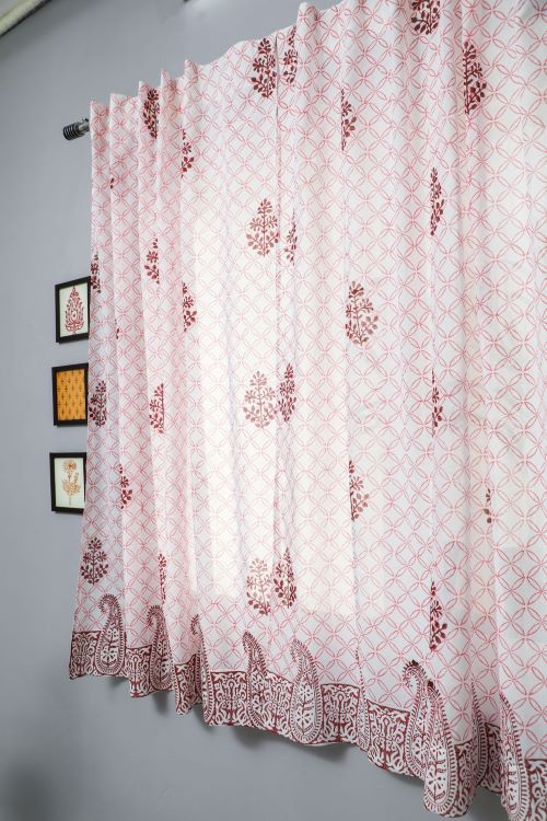 Sooti Syahi Bunz’S Red Bangles Hand Block Printed Window Curtain