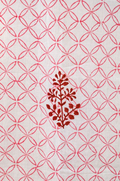 Bunz’S Red Bangles Hand Block Printed Window Curtain