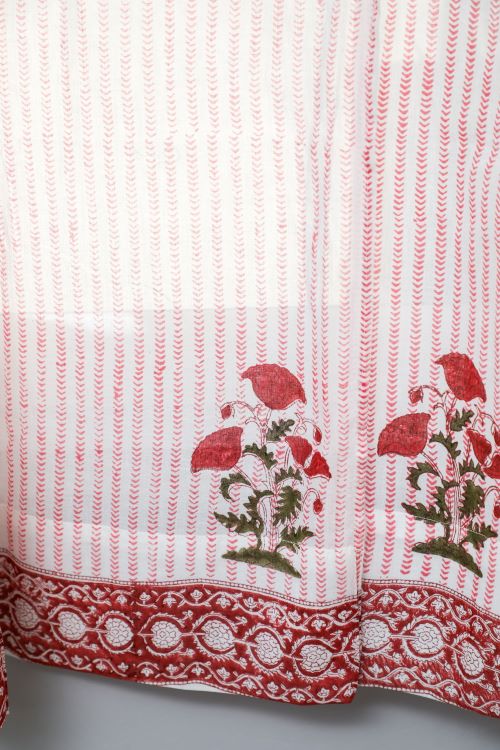 Sooti Syahi Red Retreat Hand Block Printed Window Curtain