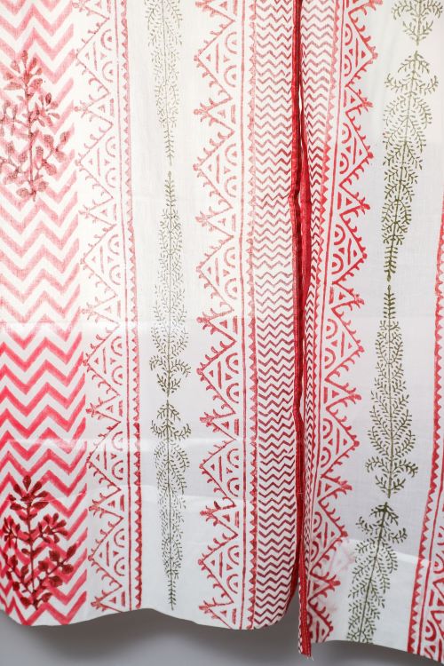 Sooti Syahi Blast Colour Red Hand Block Printed Window Curtain