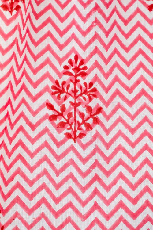 Sooti Syahi Blast Colour Red Hand Block Printed Window Curtain