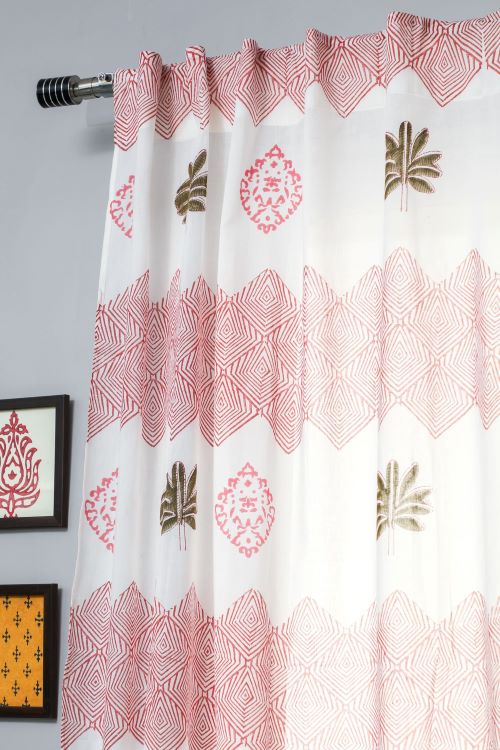 Sooti Syahi Gleaming Zigzags Hand Block Printed Window Curtain