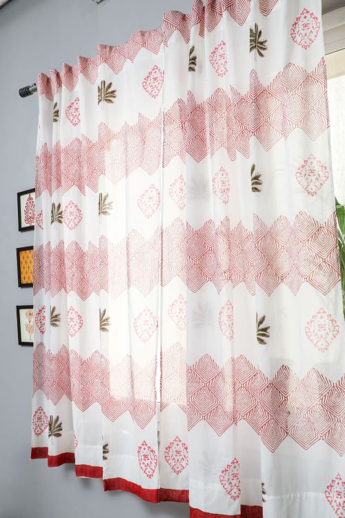 Sooti Syahi Gleaming Zigzags Hand Block Printed Window Curtain