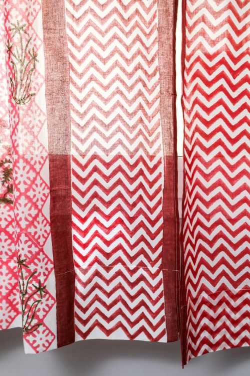 Sooti Syahi Jade Rose Hand Block Printed Window Curtain