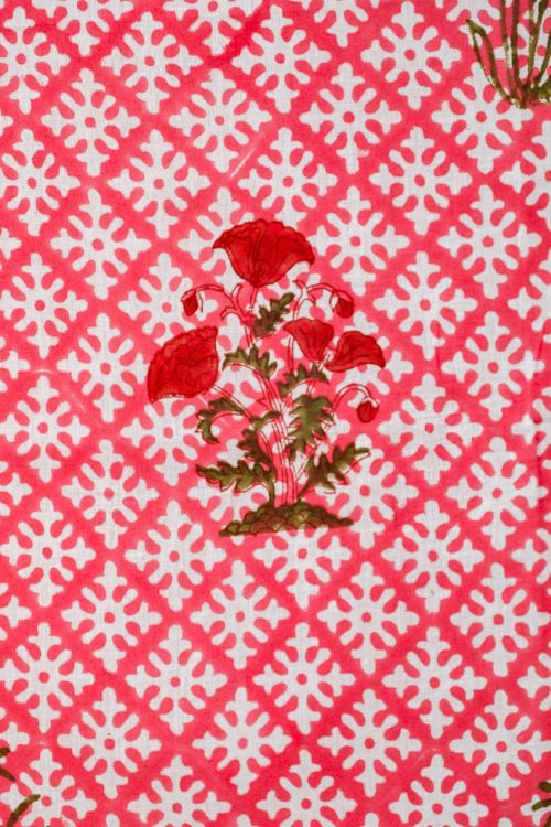 Sooti Syahi Jade Rose Hand Block Printed Window Curtain