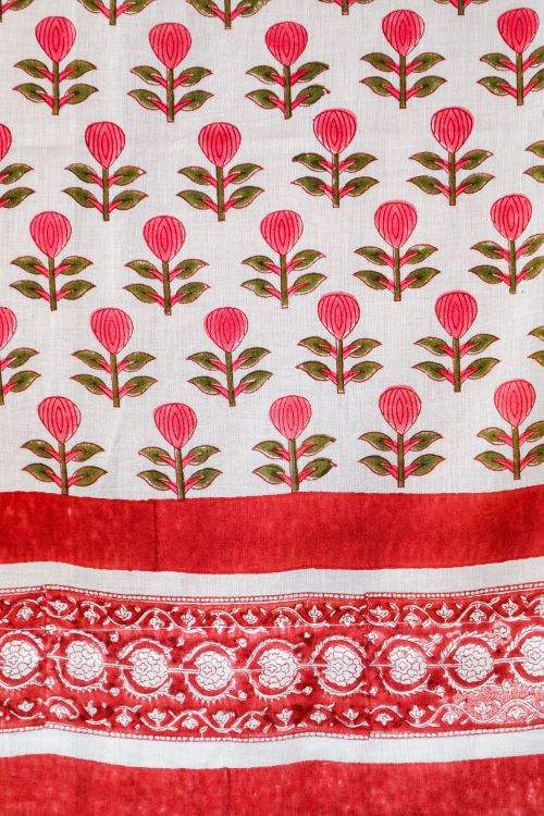 Sooti Syahi Evergreen Cherry Hand Block Printed Window Curtain