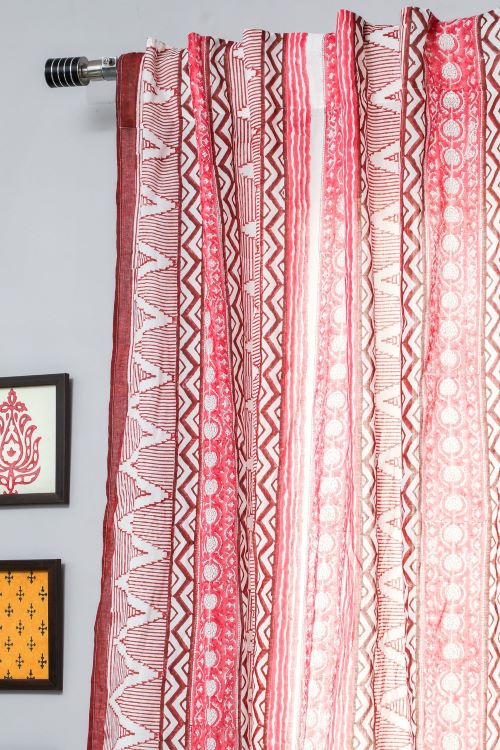 Sooti Syahi Geometric Romance Hand Block Printed Window Curtain