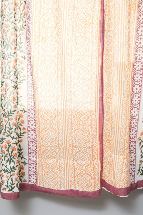 Sooti Syahi Fairyland Yellow Hand Block Printed Window Curtain