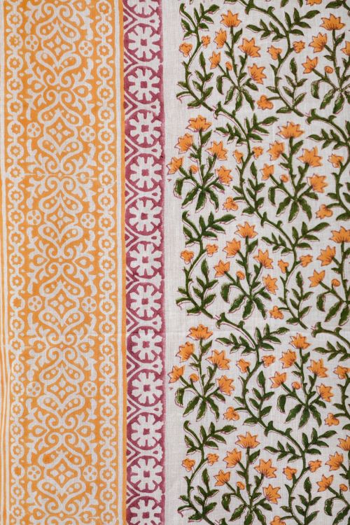 Sooti Syahi Fairyland Yellow Hand Block Printed Window Curtain