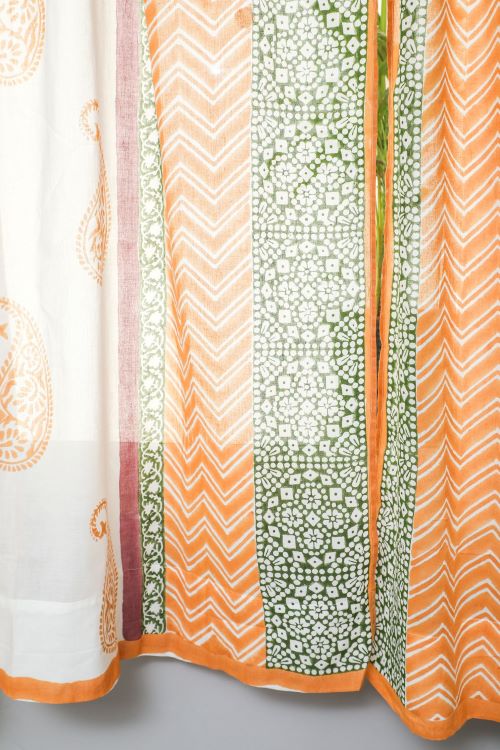 Sooti Syahi Golden East Hand Block Printed Window Curtain