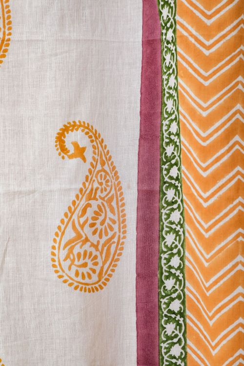 Sooti Syahi Golden East Hand Block Printed Window Curtain