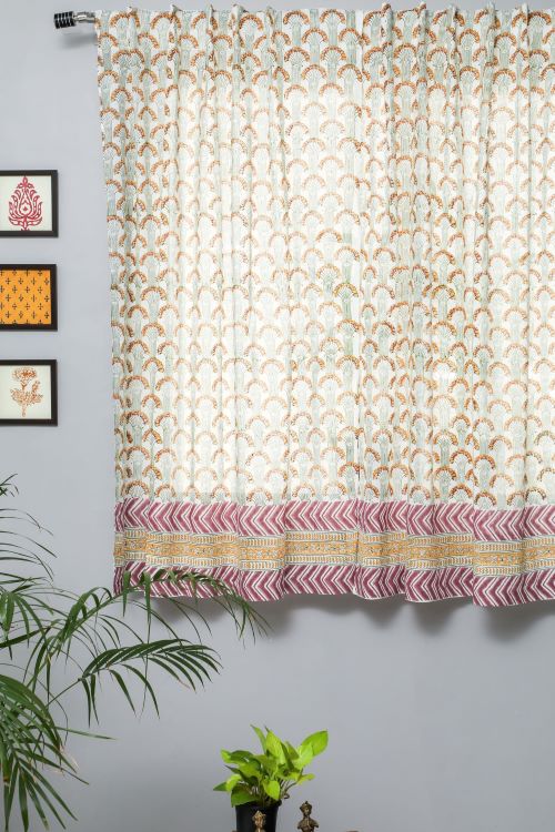 Sooti Syahi Sparkle’S Garden Hand Block Printed Window Curtain