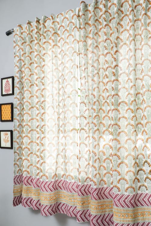 Sooti Syahi Sparkle’S Garden Hand Block Printed Window Curtain