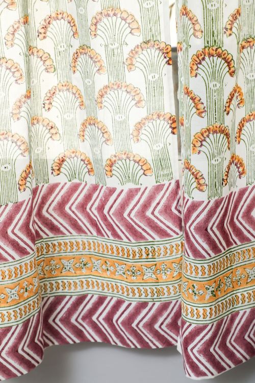 Sooti Syahi Sparkle’S Garden Hand Block Printed Window Curtain