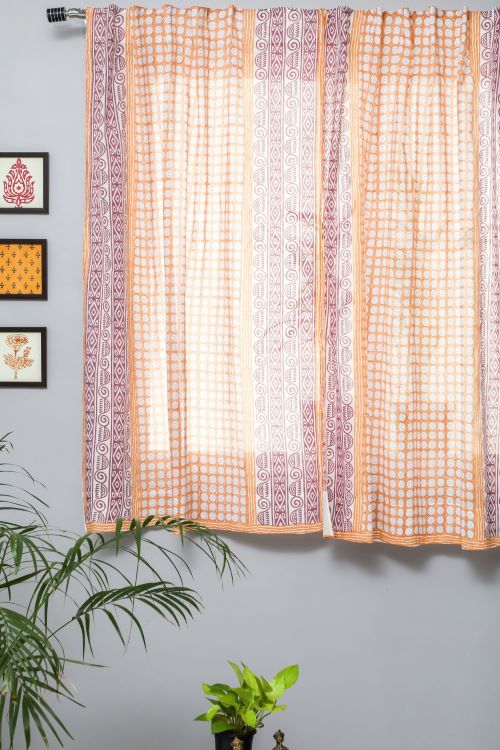 Sooti Syahi Harvest Sun Hand Block Printed Window Curtain