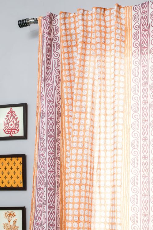 Sooti Syahi Harvest Sun Hand Block Printed Window Curtain