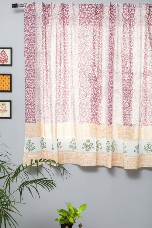 Heavenly Homeland Hand Block Printed Window Curtain