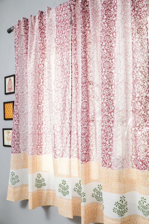 Heavenly Homeland Hand Block Printed Window Curtain