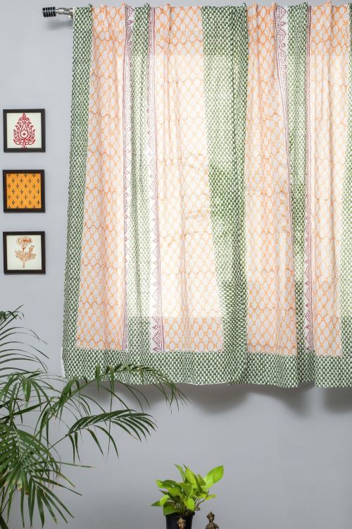 Sooti Syahi East Meets West Hand Block Printed Window Curtain