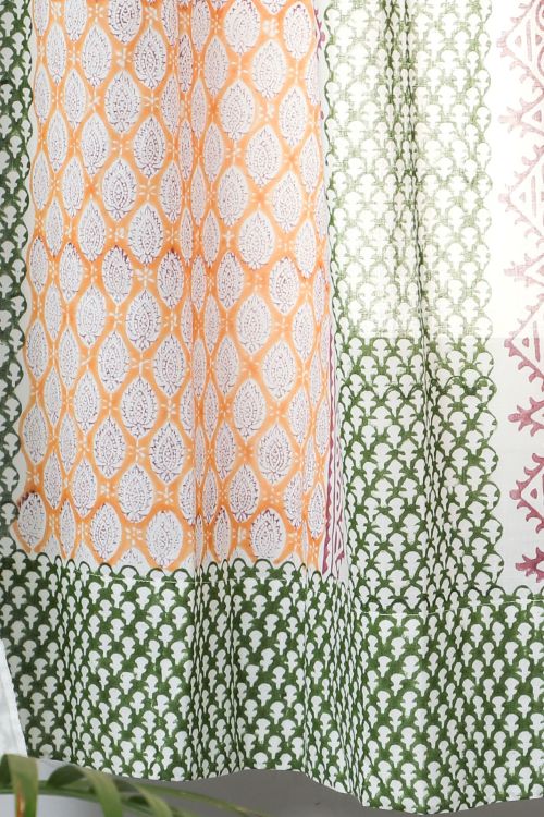 Sooti Syahi East Meets West Hand Block Printed Window Curtain
