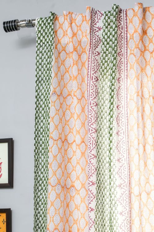 Sooti Syahi East Meets West Hand Block Printed Window Curtain