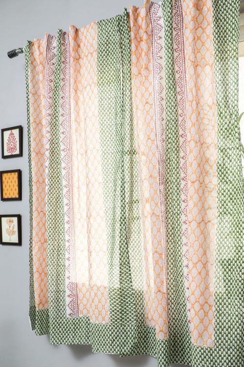 Sooti Syahi East Meets West Hand Block Printed Window Curtain