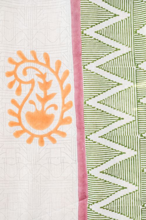 Sooti Syahi Zigzag Sunburst Hand Block Printed Window Curtain