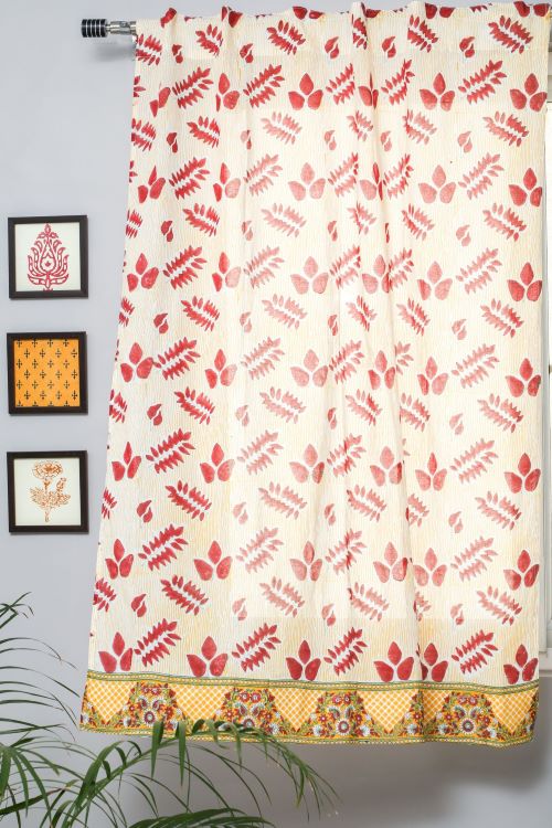 Glow Of Autum Hand Block Printed Window Curtain