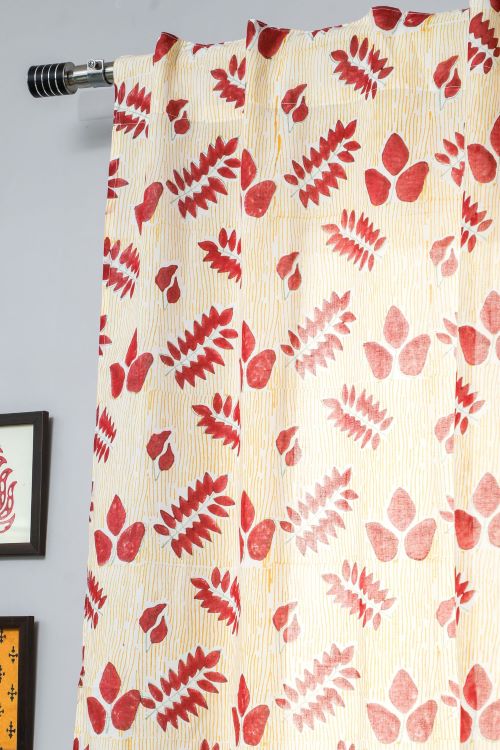 Glow Of Autum Hand Block Printed Window Curtain